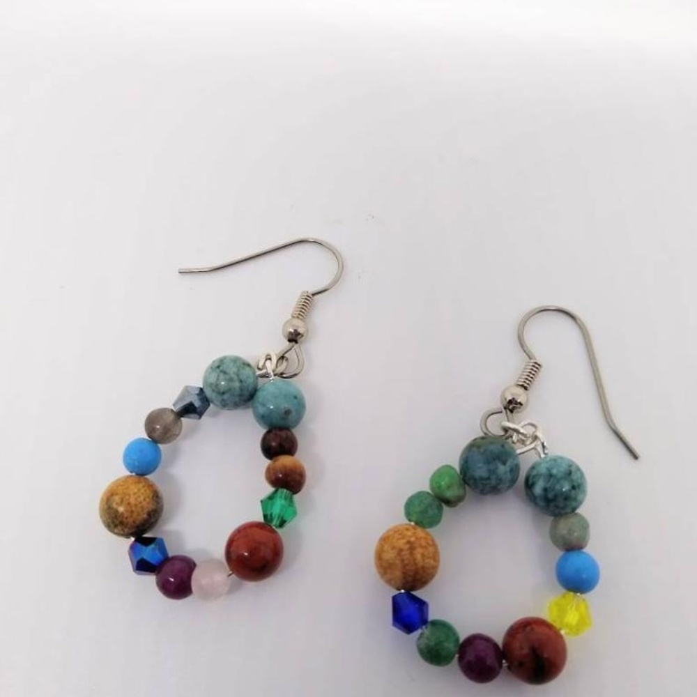 Rainbow Earrings Natural Gemstone Earrings